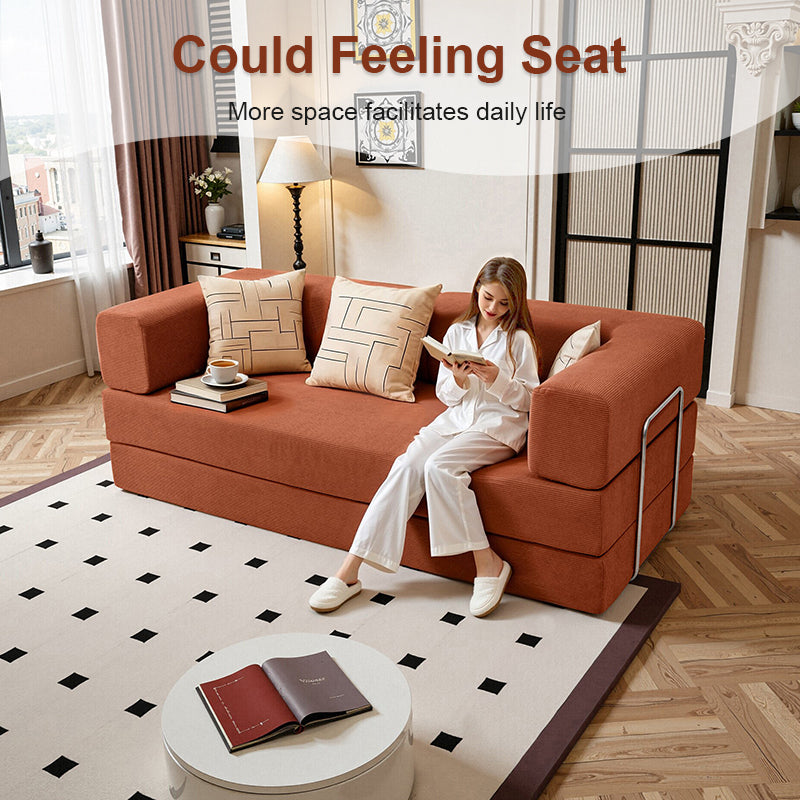 78.7" Convertible Modular Sofa Bed, Oversized Corduroy Cloud Couch, Folding Sleeper Sofa for Living Room, Bedroom & Guest Room Dark Gray 4 Colors