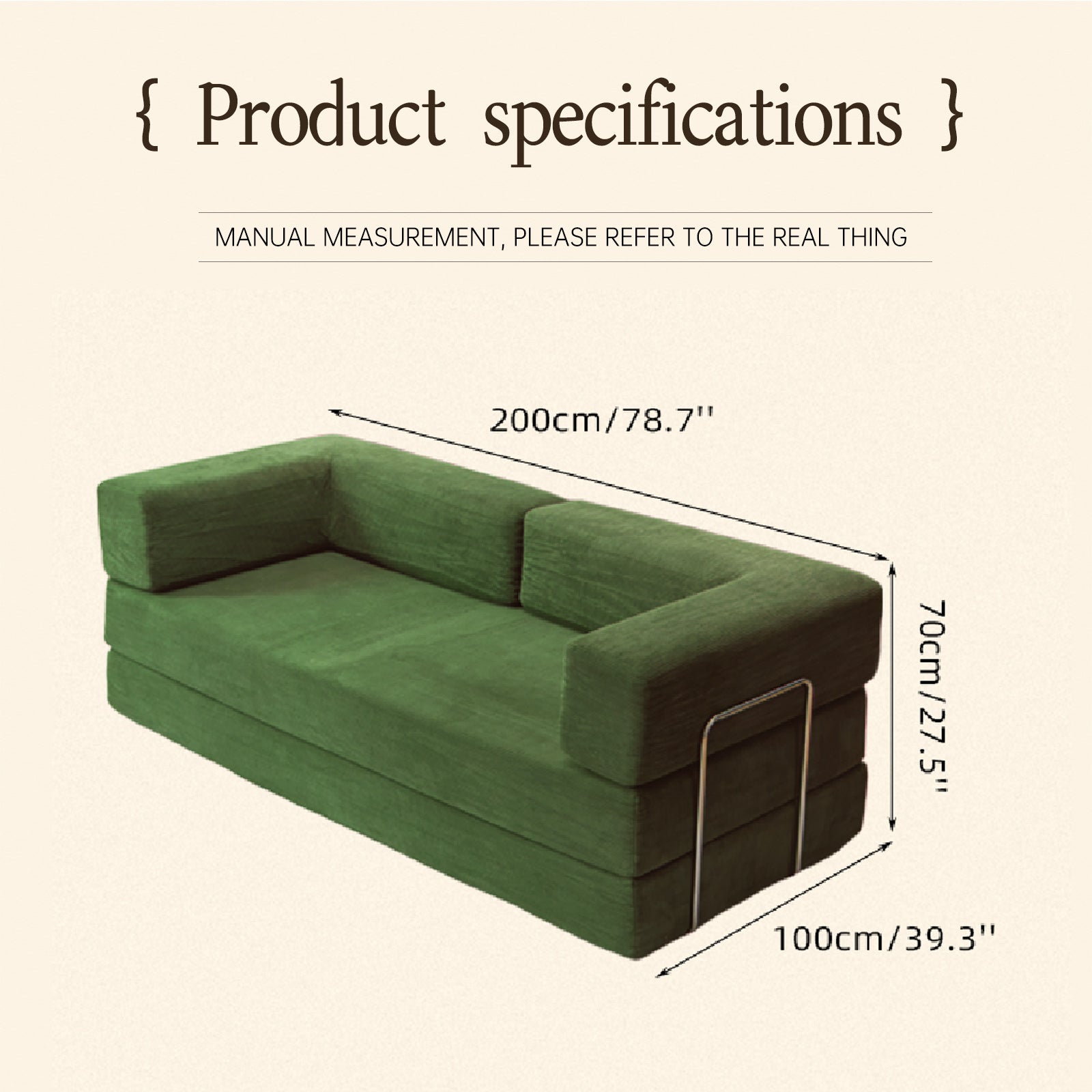 78.7" Convertible Modular Sofa Bed, Oversized Corduroy Cloud Couch, Folding Sleeper Sofa for Living Room, Bedroom & Guest Room Olive Green 4 Colors