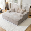 73" W X 67" DOversized Double Chaise Lounge, Boneless Cloud Sectional Couch with 6 Pillows, Comfy Plush Corduroy Sofa Bed, Loveseat Sleeper Chair for Living Room Bedroom Reading, Beige