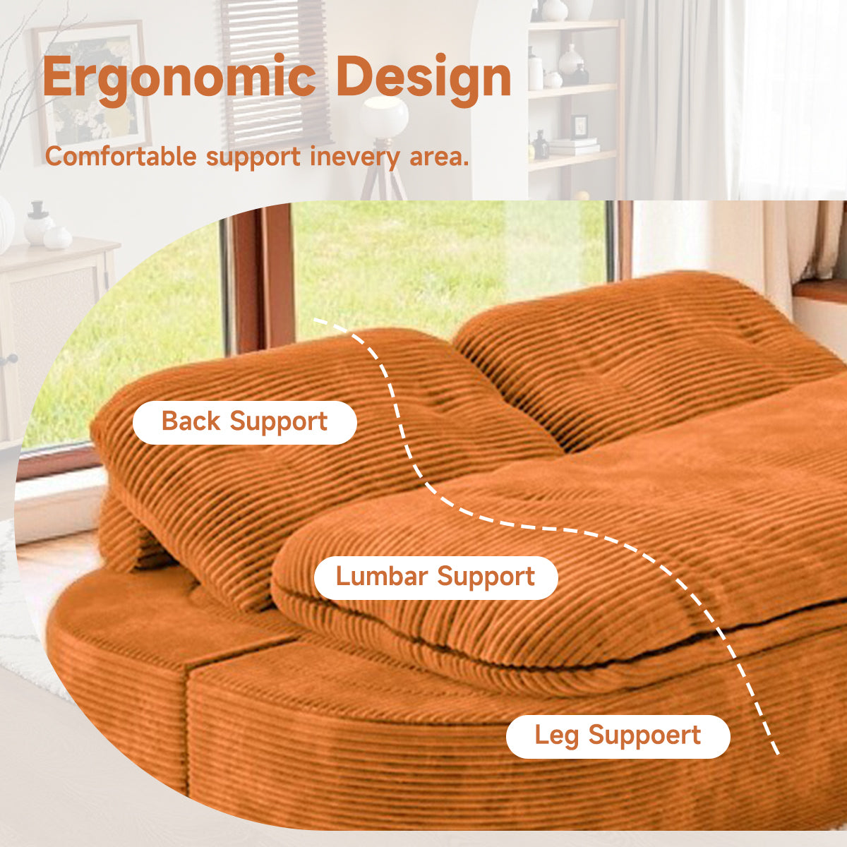 2-in-1 Convertible Modular Sofa Bed with Memory Foam Mattress, 78.74" Space-Saving Sleeper for Living Room, Bedroom & Studio Apartment, No Assembly Required Orange
