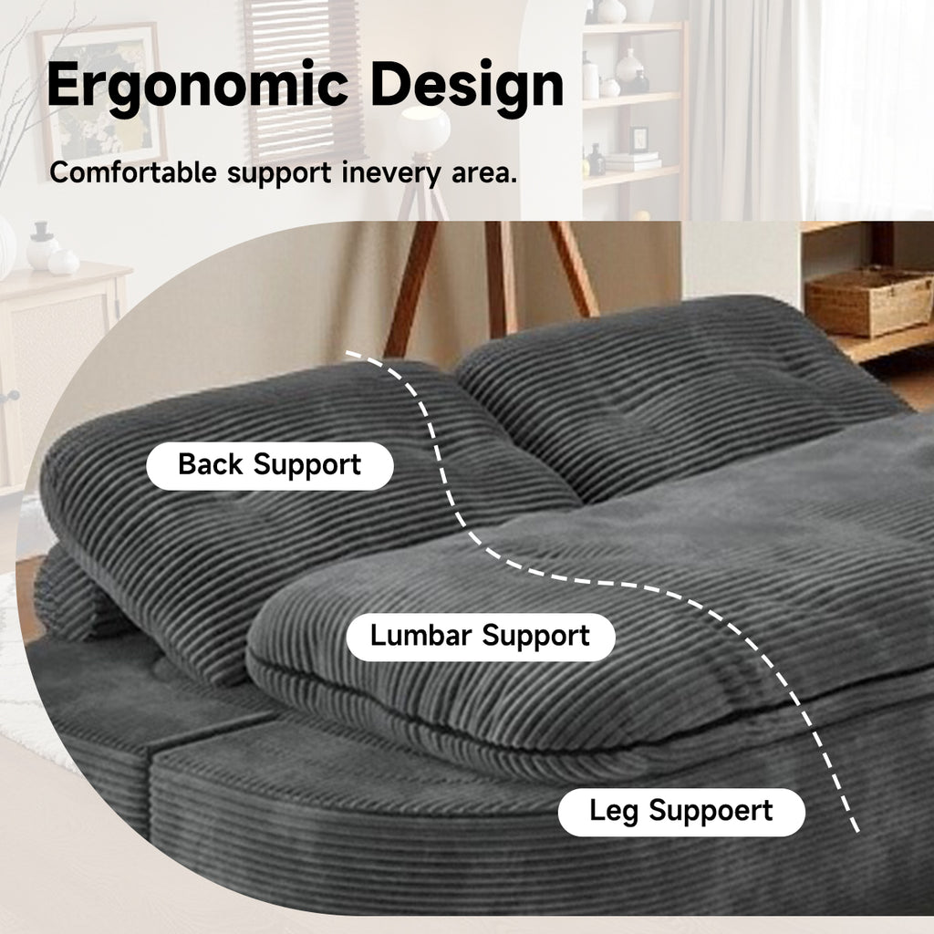 2-in-1 Convertible Modular Sofa Bed with Memory Foam Mattress, 78.74" Space-Saving Sleeper for Living Room, Bedroom & Studio Apartment, No Assembly Required Dark Gray