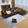 104" Boneless Cloud Sectional Couches for Living Room, Comfy Fluffy L Shaped Memory Foam Deep Seat Boneless Couch, Modular Sectional Sofa with Left Facing Chaise, Coffee