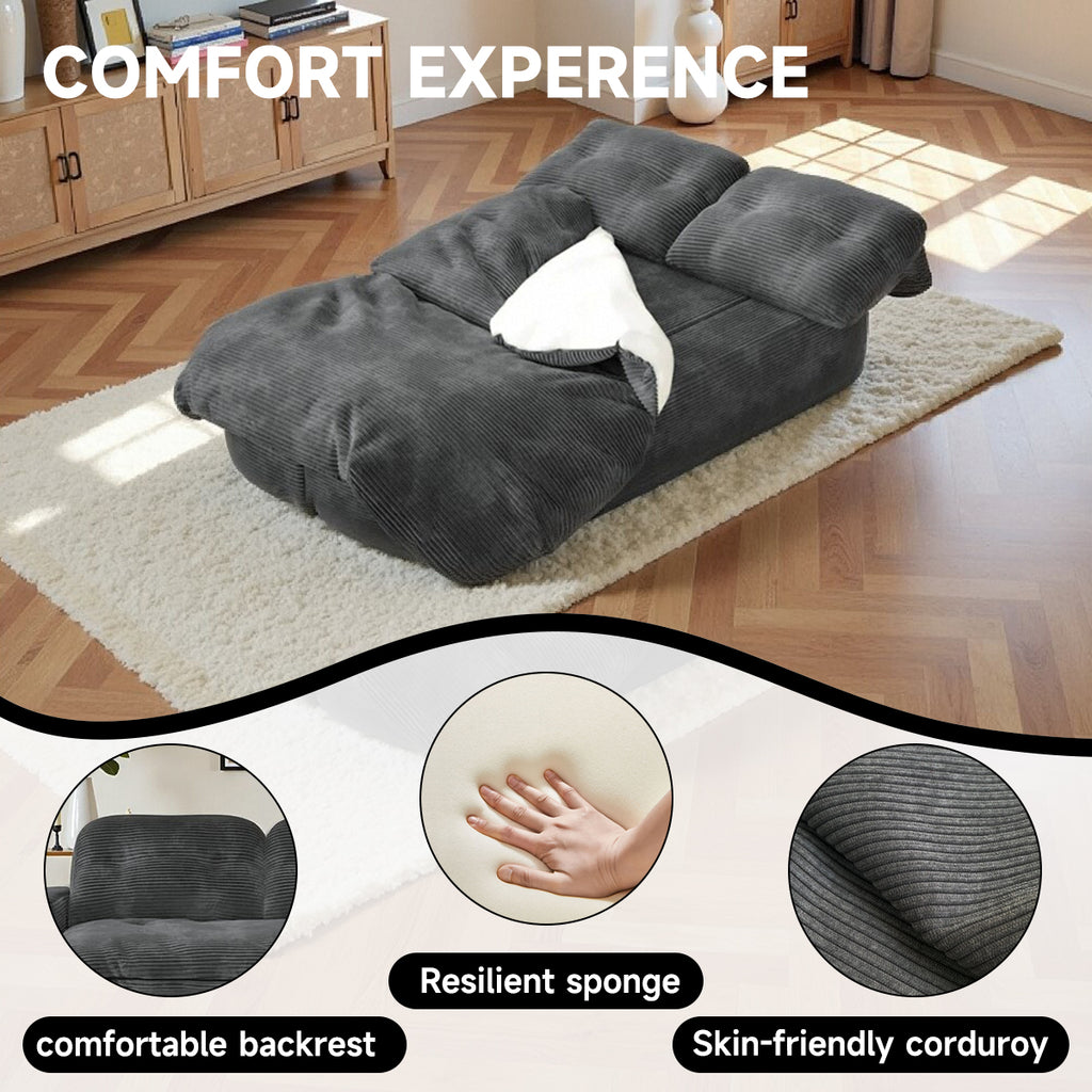 2-in-1 Convertible Modular Sofa Bed with Memory Foam Mattress, 78.74" Space-Saving Sleeper for Living Room, Bedroom & Studio Apartment, No Assembly Required Dark Gray